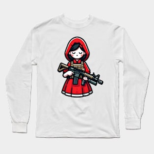 Tactical Little Red Riding Hood Adventure Tee: Where Fairytales Meet Bold Style Long Sleeve T-Shirt